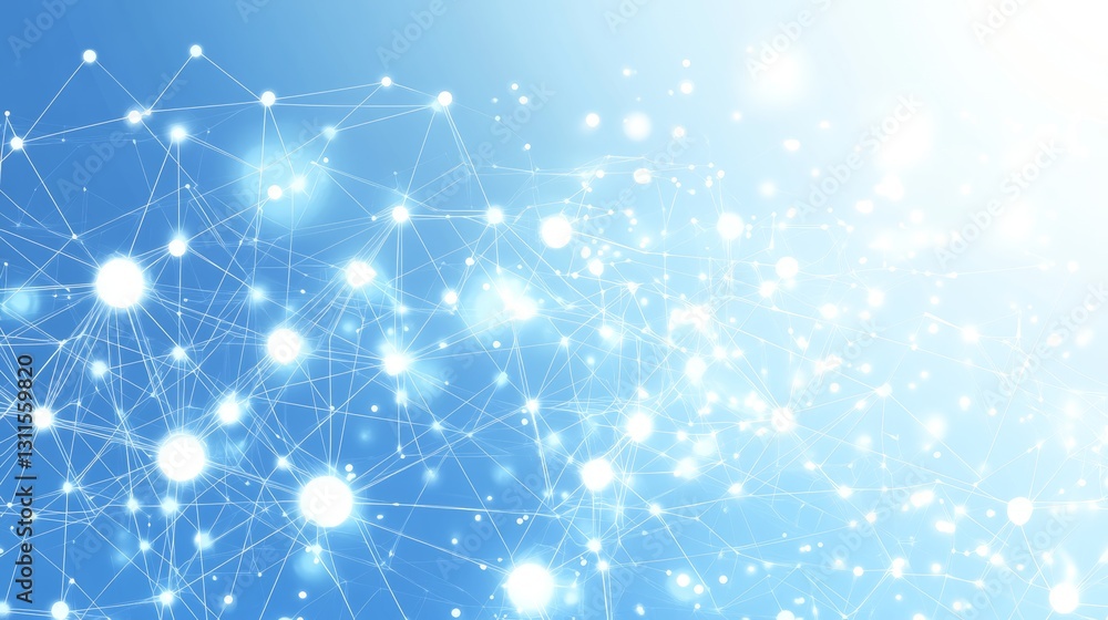 Abstract Light Blue Connected Mesh Background, Polygonal Network With Bright Vibrant Colors. Abstract Light Blue Connected Mesh Background, Polygonal Network With Bright Vibrant Colors.