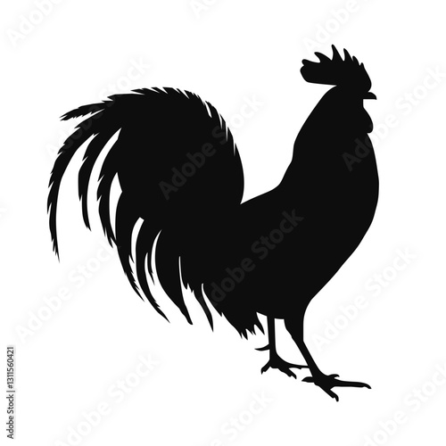 Vector silhouette of a realistic standing flamingo - black animal illustration, isolated on white background