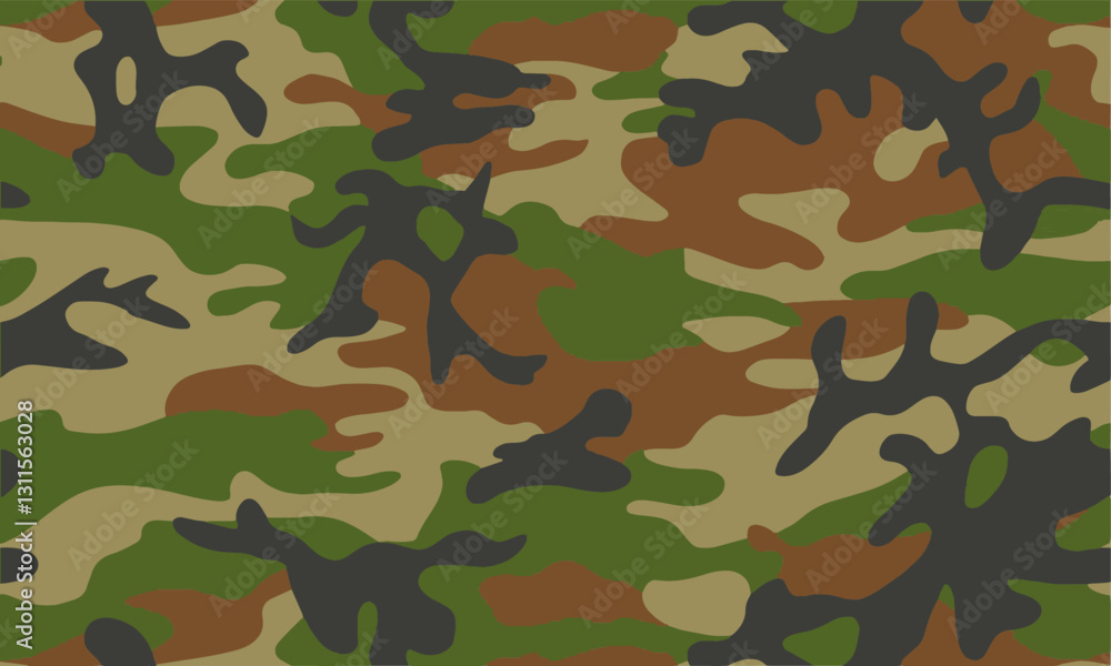 Fototapeta premium Modern seamless vector-style camouflage pattern featuring, realistic military-style shapes, easily editable.