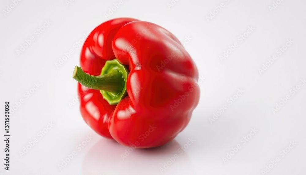 Single vibrant red bell pepper, perfectly smooth skin, glossy surface, bell pepper, bright Single vibrant red bell pepper, perfectly smooth skin, glossy surface, bell pepper, bright