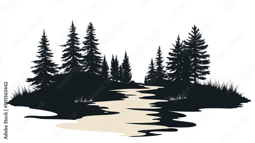 Obraz premium DesignCreativity Vector Design Moment River Twilight
