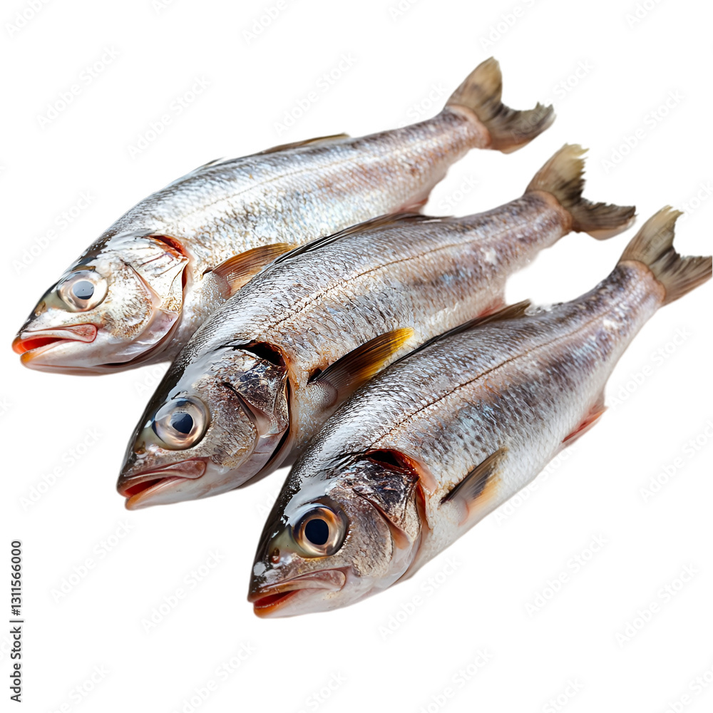 Three fresh silver fish on black background seafood market food product Three fresh silver fish on black background seafood market food product