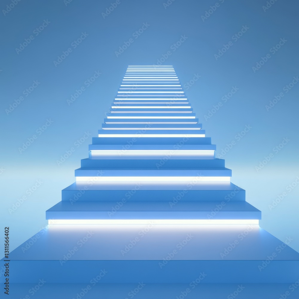 Glowing 3D Steps Symbolizing Success and Dynamic Growth Journey Glowing 3D Steps Symbolizing Success and Dynamic Growth Journey
