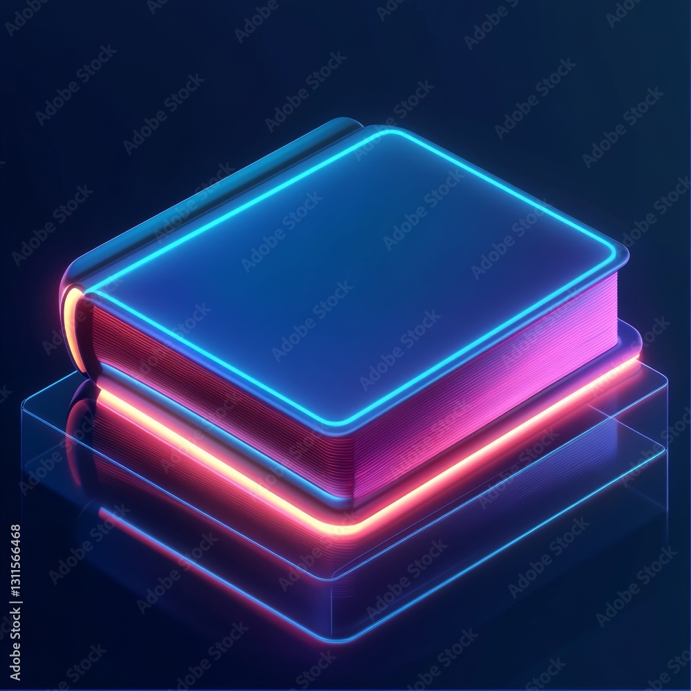 Glowing 3D Floating Book Icon for Business Insights and Ideas Glowing 3D Floating Book Icon for Business Insights and Ideas