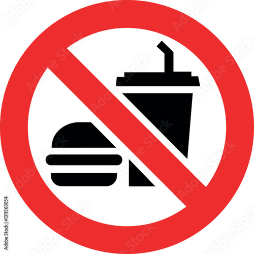 no eating forbidden sign vector on white background