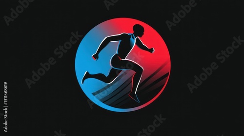 Running man silhouette, dynamic action, abstract design photo