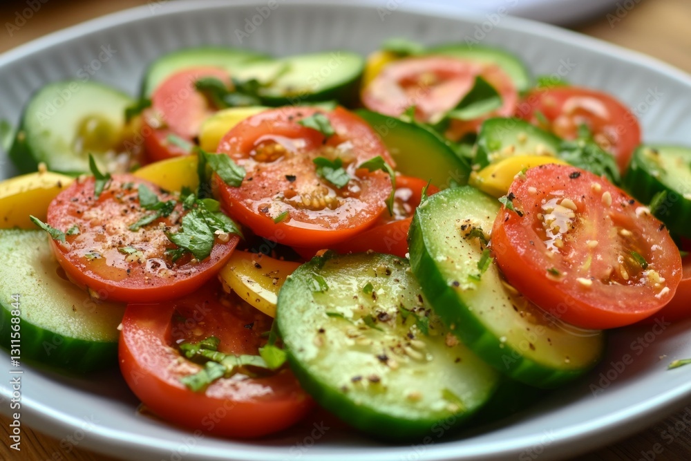 Fresh vegetable salad with tomatoes and cucumber. AI image Fresh vegetable salad with tomatoes and cucumber. AI image