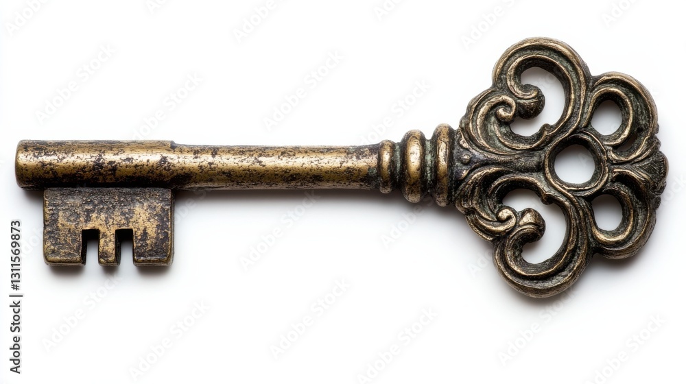 Exquisite Bronze Antique Key with Ornate Engravings Exquisite Bronze Antique Key with Ornate Engravings