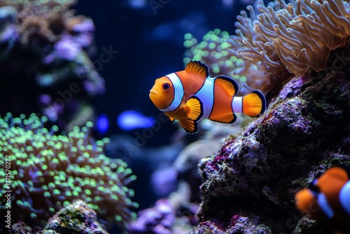 In a vibrant underwater world, a brilliant and rich society of aquatic life thrives in harmony among the colorful reefs.