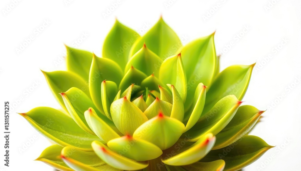 Fototapeta premium A vibrant green succulent, isolated against a pure white backdrop, vibrant, green