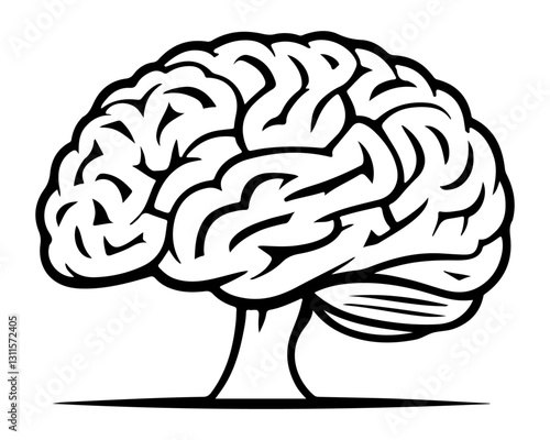 human brain vector illustration outline shape