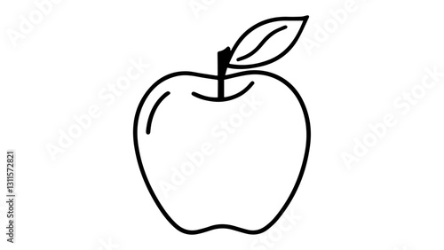 simple outline line art vector illustration of a apple