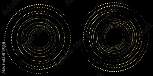 Dotted spiral lines element. Radial spinning halftone form. Circle swirl dots shape. Abstract halftone geometric sign for poster, banner, logo, icon, presentation, booklet.