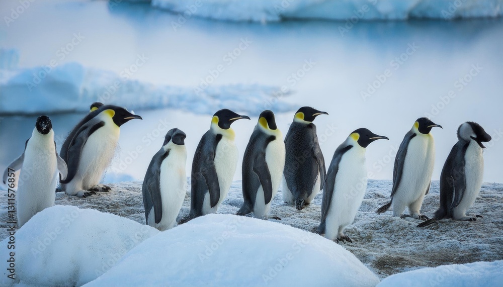 Fototapeta premium Penguins in the Freezing Landscape Wildlife Photography Cold Environment