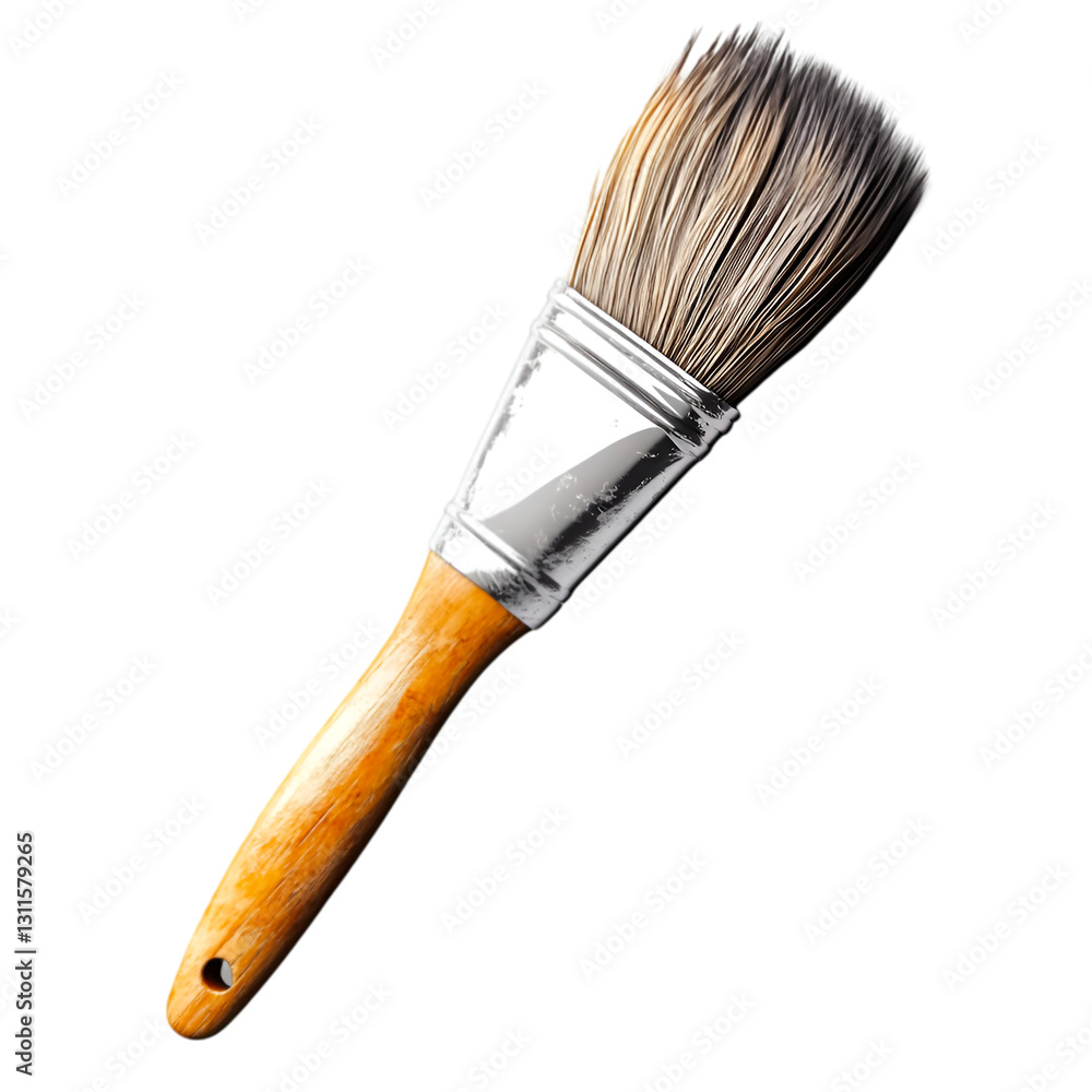 Wooden-handled paintbrush isolated on black background artistic tool painting supplies Wooden-handled paintbrush isolated on black background artistic tool painting supplies