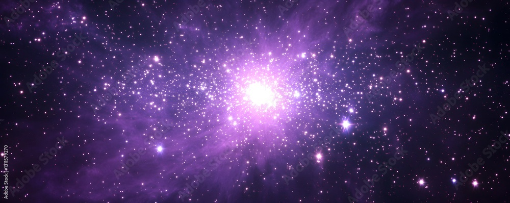 Radiant star cluster in a purple-hued galaxy Radiant star cluster in a purple-hued galaxy