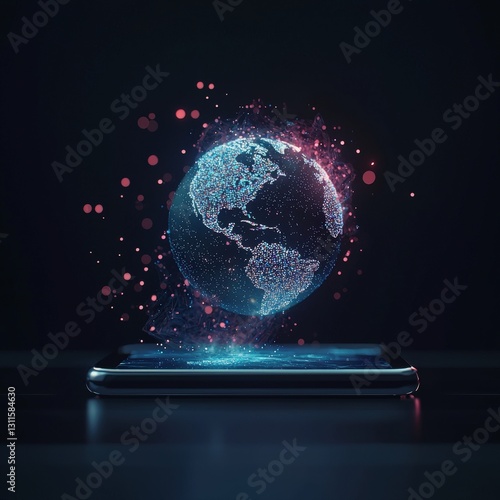 Wallpaper Mural A holographic earth emerging from a smartphone screen. Torontodigital.ca