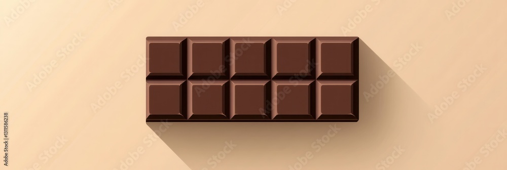 Fototapeta premium Minimalist flat chocolate bar design featuring rich brown tones against a clean background