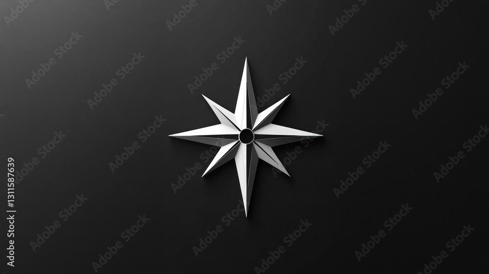 Eight-pointed star, dark background, design element, website banner Eight-pointed star, dark background, design element, website banner
