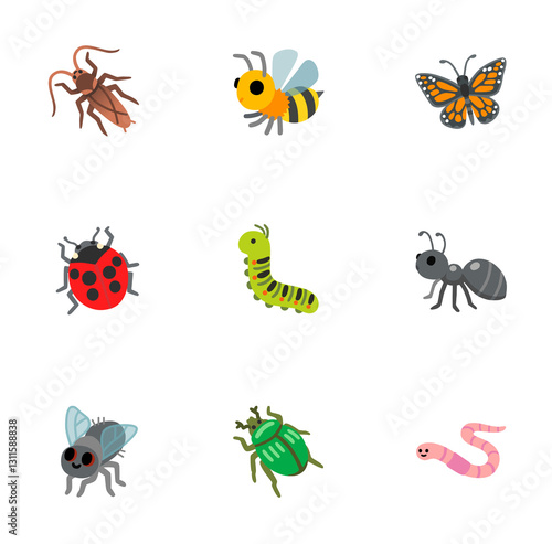 set of cartoon insects isolated on white background 