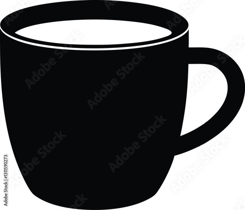 Black Mug Vector Art, Coffee Mug Silhouette Design Vector Illustration