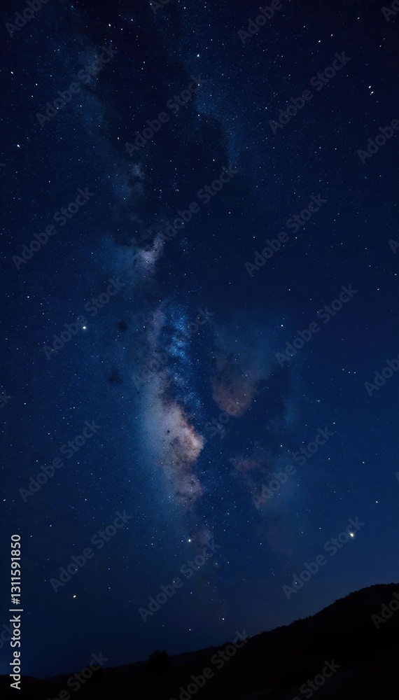 Fototapeta premium Starry night sky with numerous twinkling points suspended amidst an inky blackness, galaxy, milkyway, nightsky