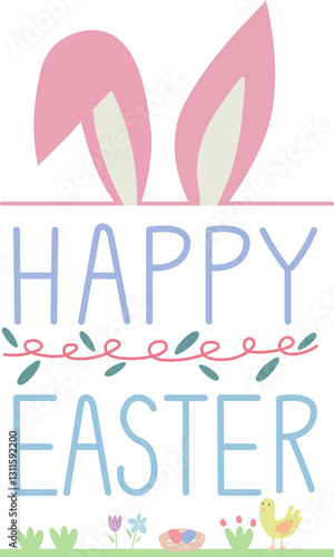 Happy Easter Graphic with Bunny Ears