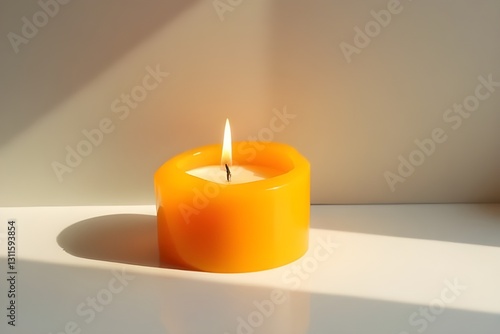 Wallpaper Mural Single Orange Candle Burning in Sunlight Torontodigital.ca
