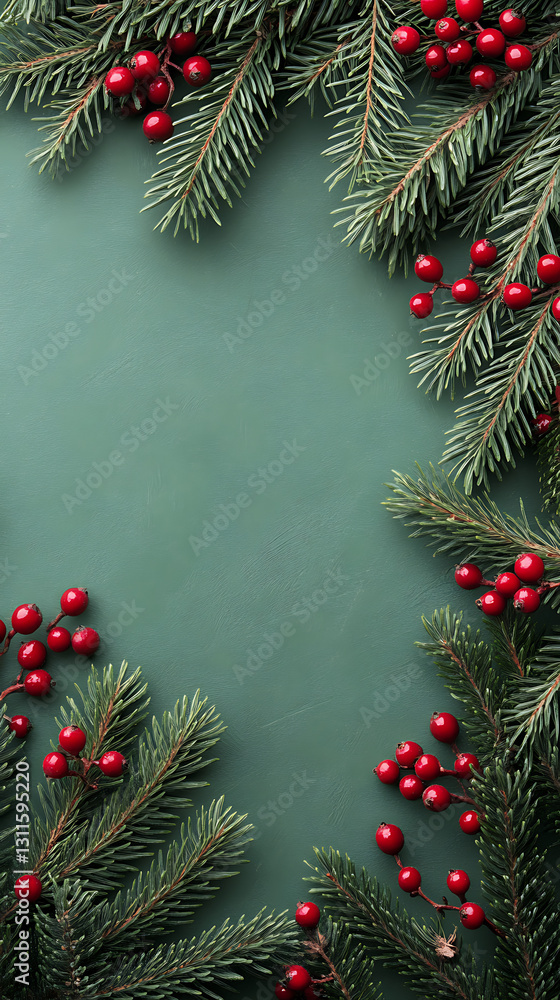 Festive greenery and berries arrangement holiday decor nature studio close-up seasonal vibes Festive greenery and berries arrangement holiday decor nature studio close-up seasonal vibes