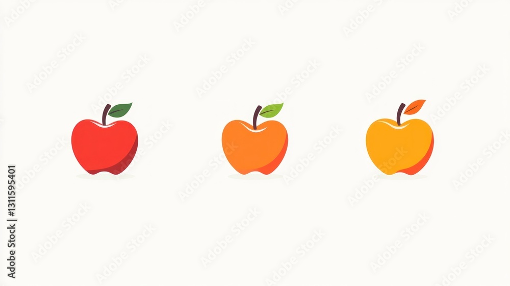 Three colorful apples on white background Three colorful apples on white background