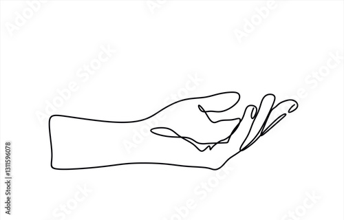 Continuous one line drawing of hand	