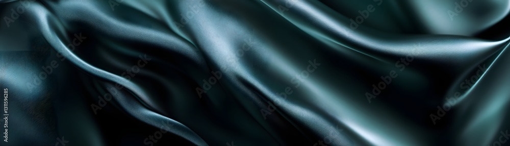 Fototapeta premium Elegant dark teal satin cloth is softly draped