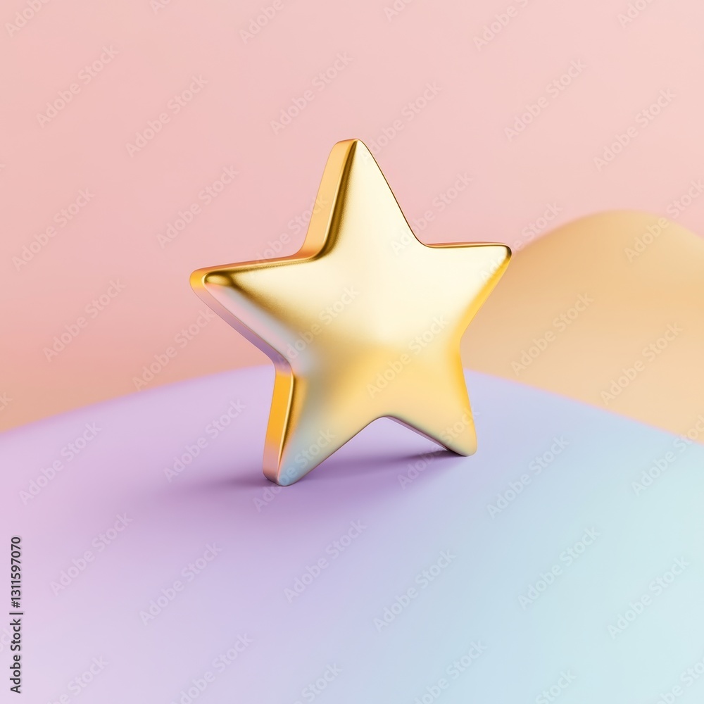 Minimal 3D Gold Star Trophy Icon Floating on Soft Background Minimal 3D Gold Star Trophy Icon Floating on Soft Background