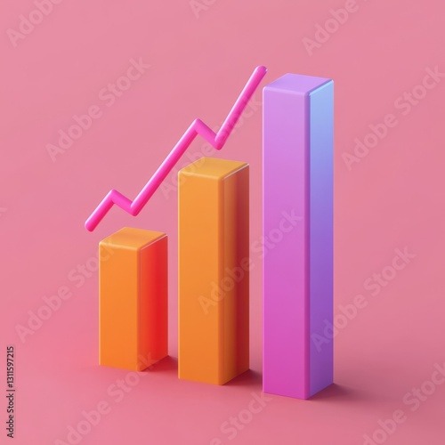 Minimalist 3D Business Growth Icon with Colorful Bar Graph Free Download Minimalist 3D Business Growth Icon with Colorful Bar Graph - GFXLoad