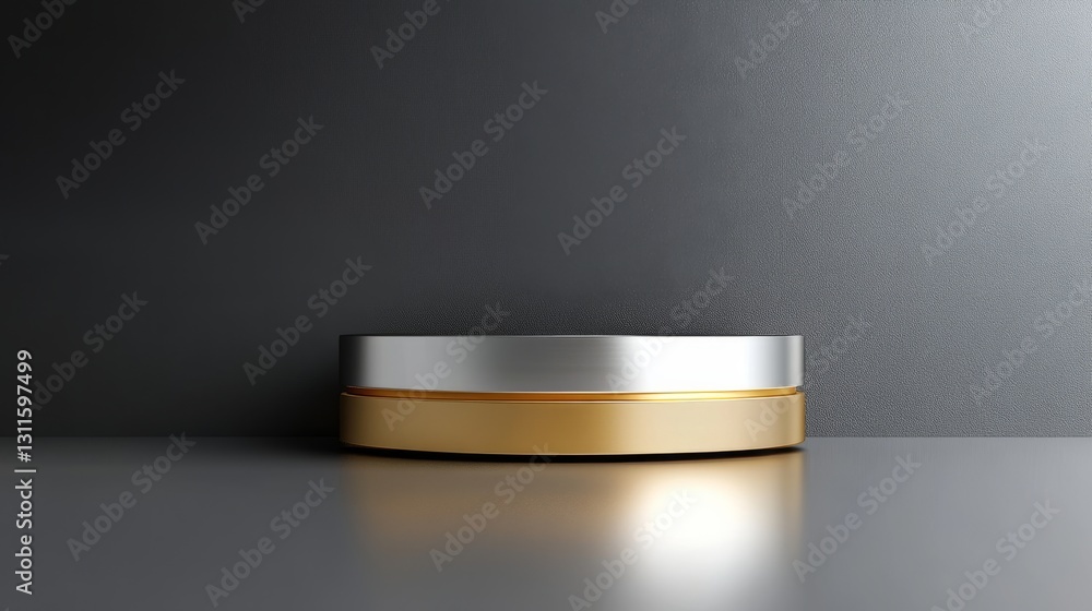 Sleek Modern Minimalist 3D Badge Design in Gold and Silver Tones Sleek Modern Minimalist 3D Badge Design in Gold and Silver Tones