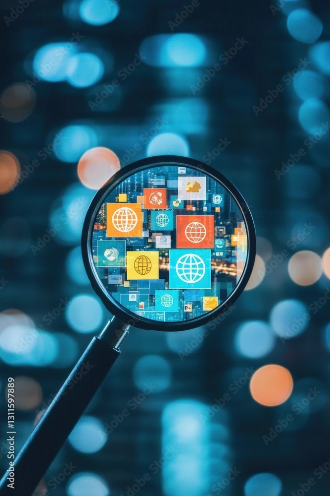 custom made wallpaper toronto digitalA magnifying glass over glowing sustainable development goals.