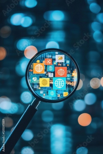 Wallpaper Mural A magnifying glass over glowing sustainable development goals. Torontodigital.ca