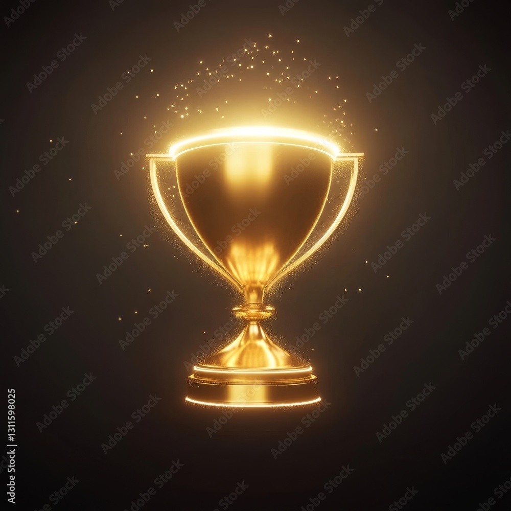 Shiny Golden Trophy Icon in 3D Abstract Rendered Style Shiny Golden Trophy Icon in 3D Abstract Rendered Style