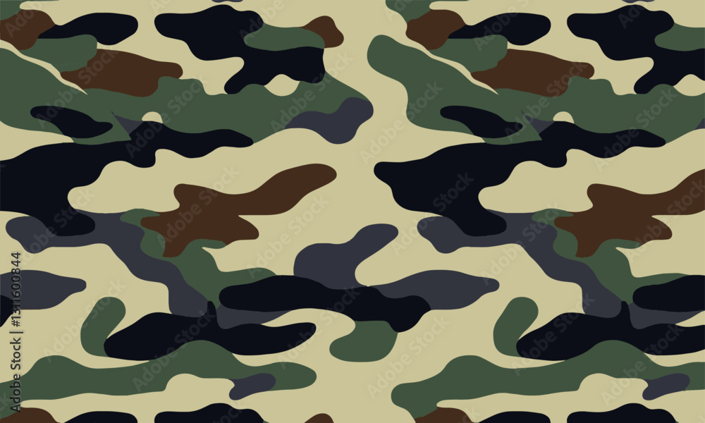 Fototapeta premium Modern seamless vector-style camouflage pattern featuring, easily editable.