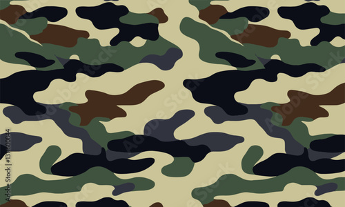 Modern seamless vector-style camouflage pattern featuring, easily editable.
