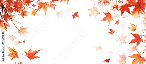 Wallpaper Mural Vibrant autumn leaves in shades of orange and red scattered on a white background with a soft gradient enhancing the seasonal theme. Torontodigital.ca