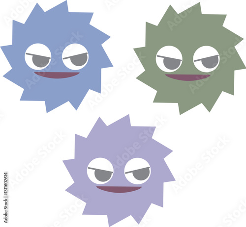 カートゥーン風のポップで可愛いウイルスやバイキンのイメージイラスト