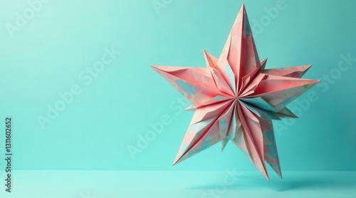 Intricate Paper Star A Delicate Craft Featuring Pastel Hues on a Soft Background