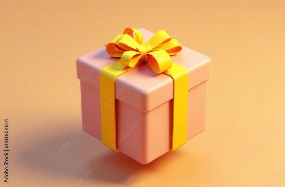 A small pink gift box adorned with a bright yellow ribbon sits against a soft warm background. Its cheerful design evokes a sense of celebration and joy perfect for any special occasion. A small pink gift box adorned with a bright yellow ribbon sits against a soft warm background. Its cheerful design evokes a sense of celebration and joy perfect for any special occasion.