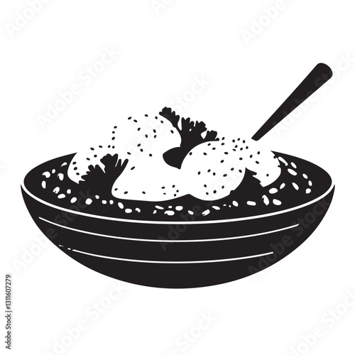 elegant illustration of Indian style vegetable biryani on a clay pot 