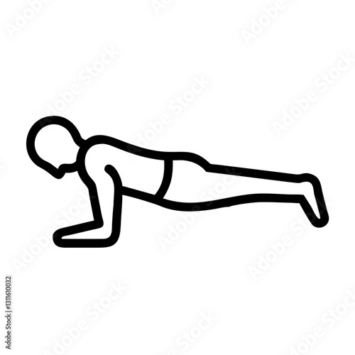 Outline of a person doing a push-up exercise in a minimalist style