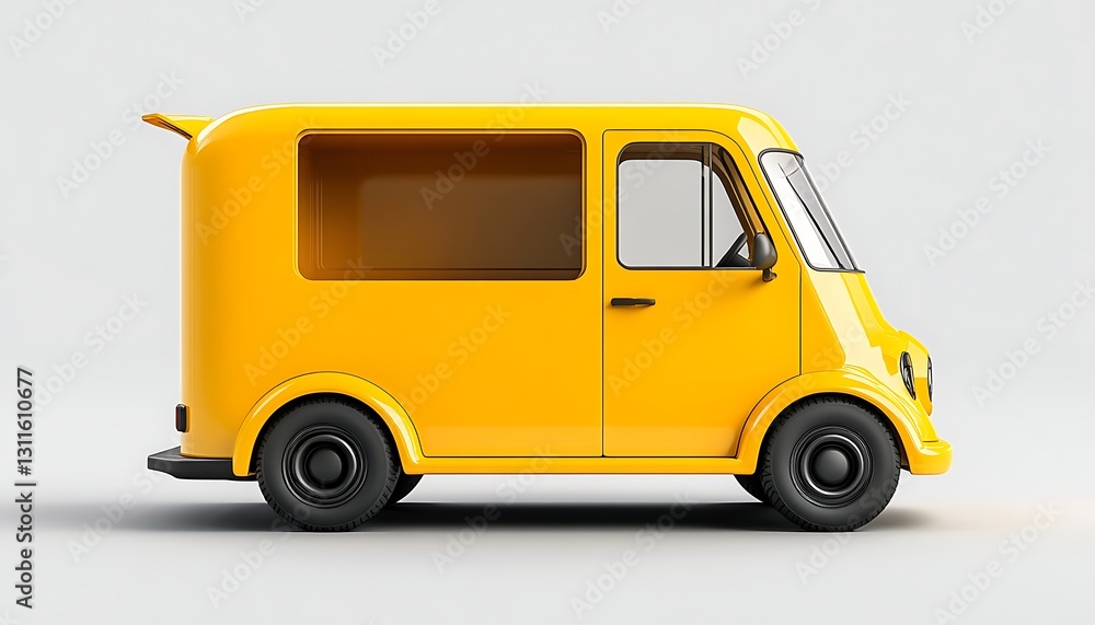 Retro Yellow Food Truck Side View Retro Yellow Food Truck Side View