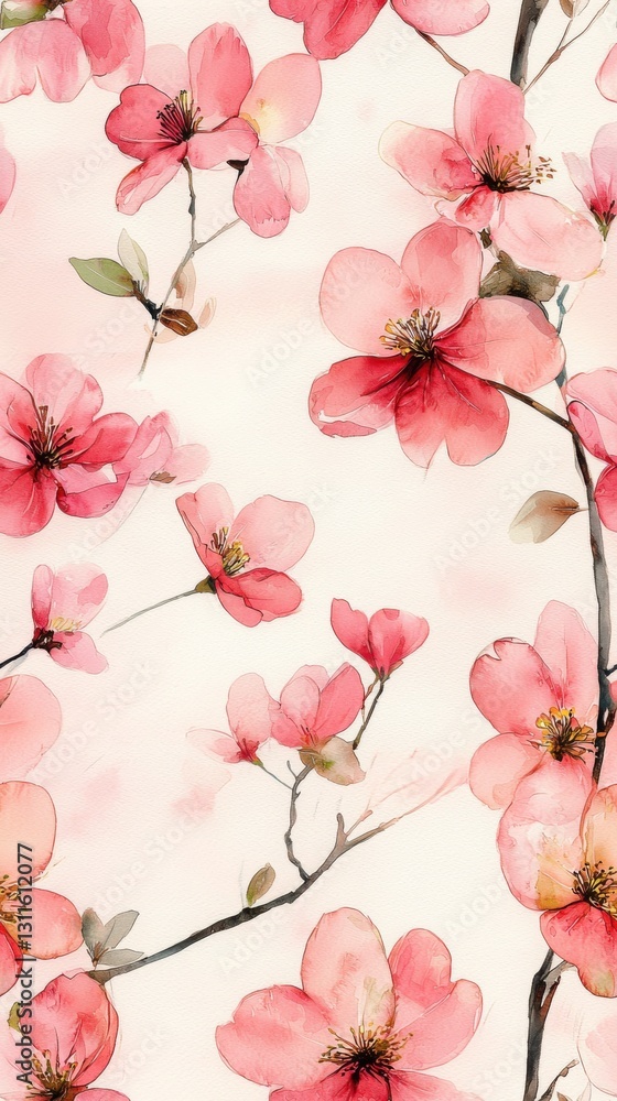 Fototapeta premium A beautiful pink flowered pattern featuring delicate blooms on a soft background design Seamless Texture
