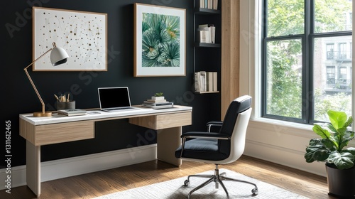 Wallpaper Mural Modern home office workspace near window Torontodigital.ca