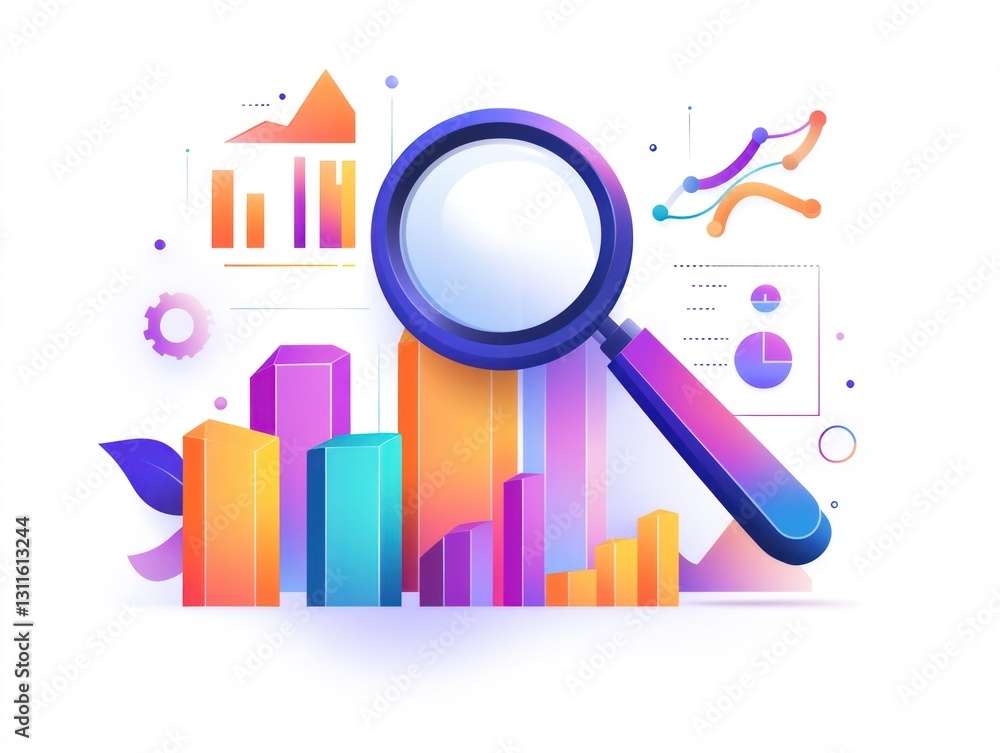 Data analysis magnifying glass charts graphs business background Data analysis magnifying glass charts graphs business background